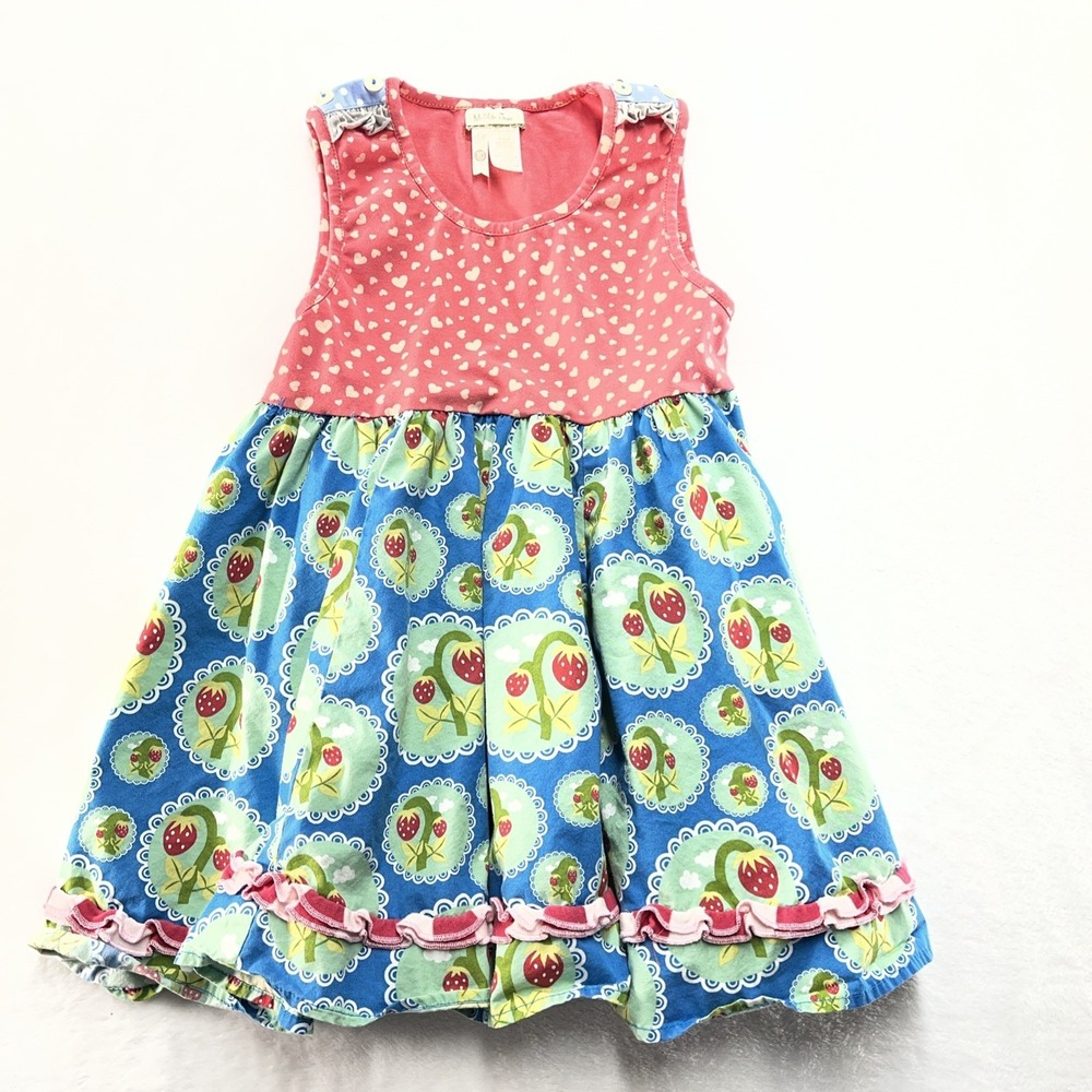 Matilda Jane Strawberry Ruffle Top Girls 10 Sleeveless Floral Hearts Summer